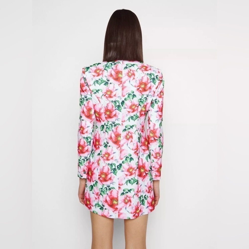 NWT ALICE + OLIVIA Latoya Tea Floral Crepe Tailored Mini Blazer Dress - Picture 7 of 16